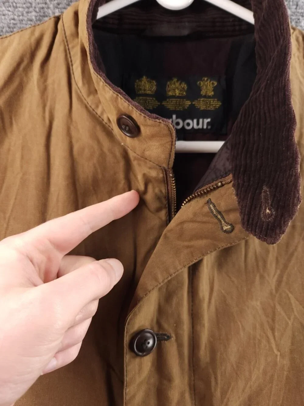 Barbour TOLK Sample Medium Light Brown Waxed Cotton Jacket Men Insulated Coat